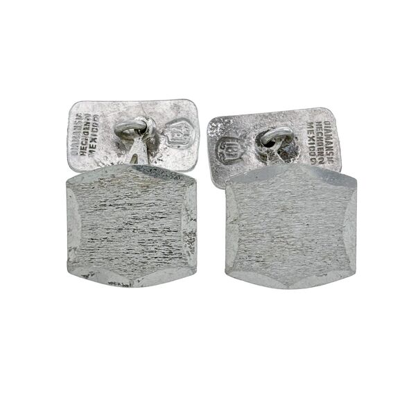 Vintage Southwest Mexico Taxco Diamans Brushed Sterling Silver 925 Cufflinks - Picture 1 of 5